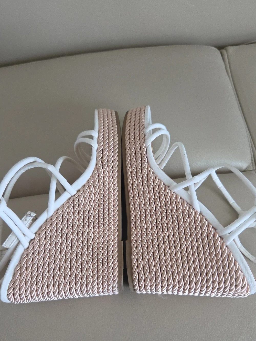 Marc Fisher White Strappy Wedge Sandals